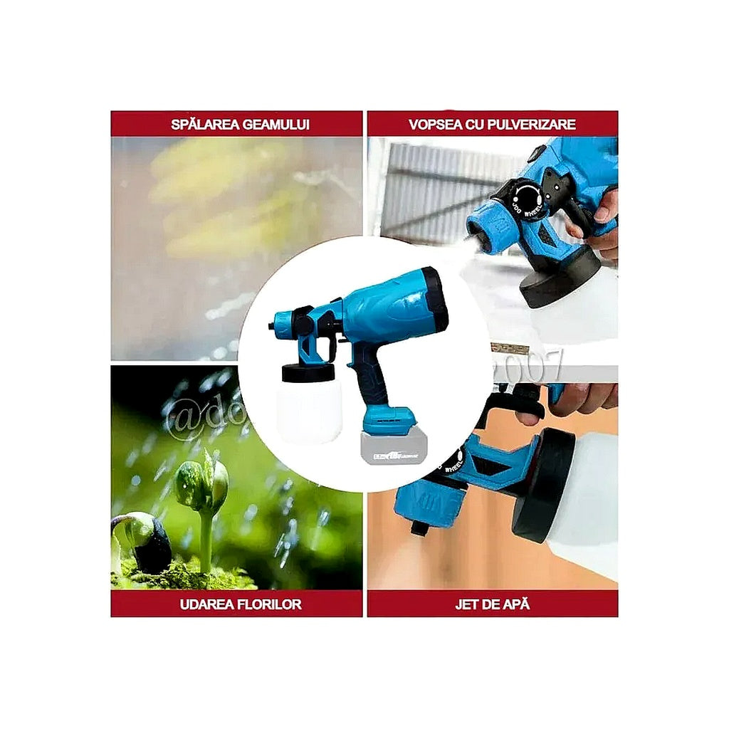 Pistol de vopsit electric AT Performance AT-401, 210 W, 2 acumulatori 48V, rezervor 1000 ml, 3 moduri de pulverizare