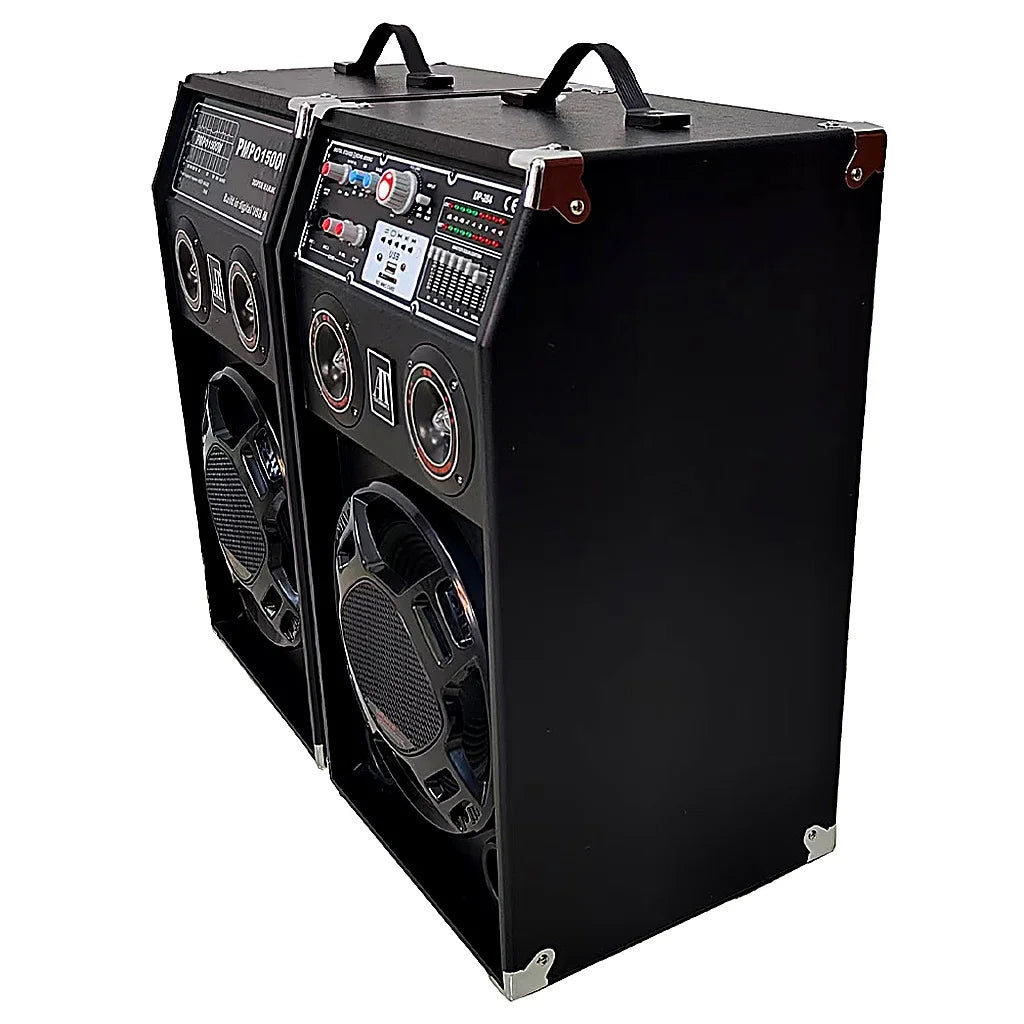 Set 2 boxe active AT Performance AT-284, 1500 W PMPO, difuzoare 12 inch, bluetooth, karaoke