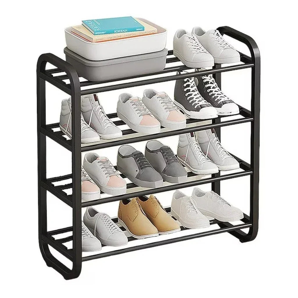 Raft pentru pantofi AT Performance, 4 niveluri, 12-16 perechi, 60 x 23 x 58 cm, metal, negru