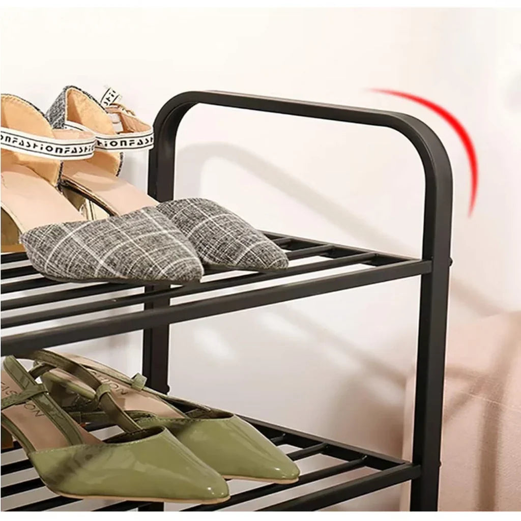Raft pentru pantofi AT Performance, 4 niveluri, 12-16 perechi, 60 x 23 x 58 cm, metal, negru