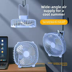 Ventilator AT PERFORMANCE® de Camping Reîncărcabil USB cu Cârlig Pliabil, LED, 3 Viteze, 180° – Portabil și Multifuncțional