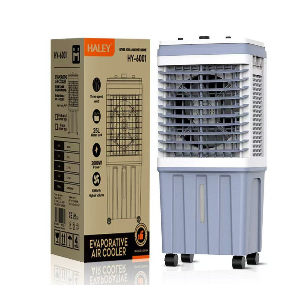 Răcitor de aer portabil HALEY, 2000 W, rezervor 25 L, debit 6000 m³/h, 3 viteze, alb/gri