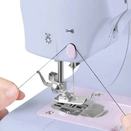 Mașină de cusut electrică portabilă AT Performance YASM-505A, 12 programe, iluminare LED, alb cu mov