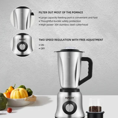 Blender de mână HALEY HY-2942, 1000 W, vas inox 1,5 L, 2 viteze cu impuls, zdrobire gheață